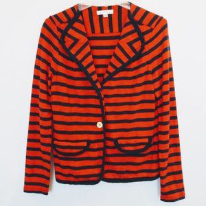 Cabi M Red Blue Striped Long Sleeve Knit Jacket